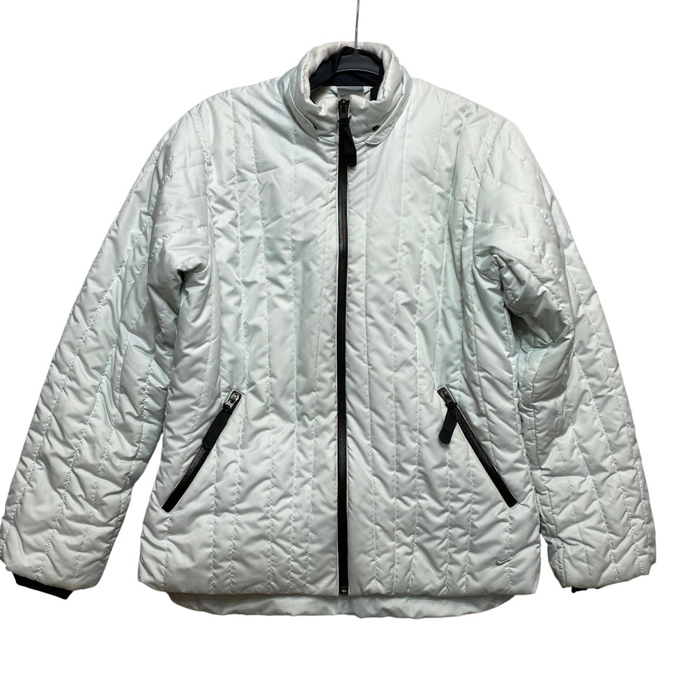 Nike Jacket Womens S Mint Green Quilted Full Zip F1 SCI Lightweight Insulated